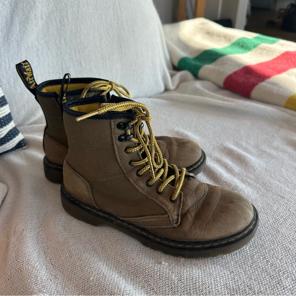 Dr. Martens Green and Yellow Combat Boots - Picture 3 of 8